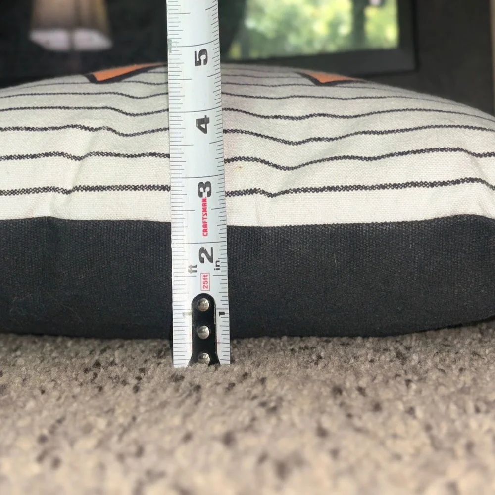 Halloween Jack-O-Lantern Striped Throw Pillows Set of 2 Black White Orange 12x12